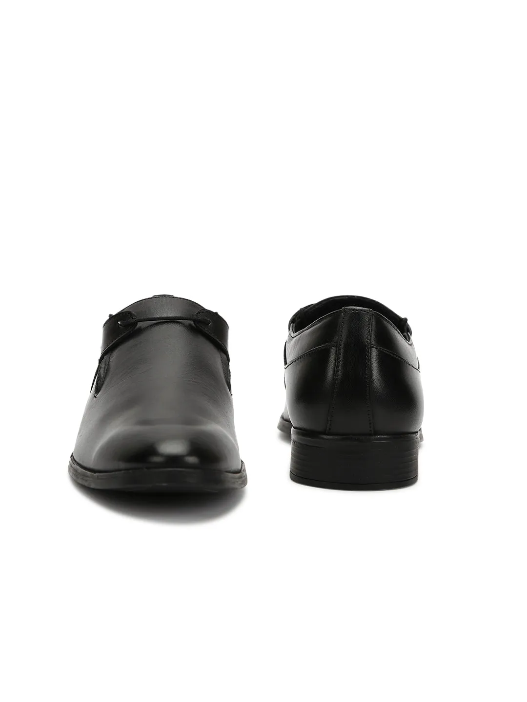 Teakwood Genuine Men Leather Black Slip-ons