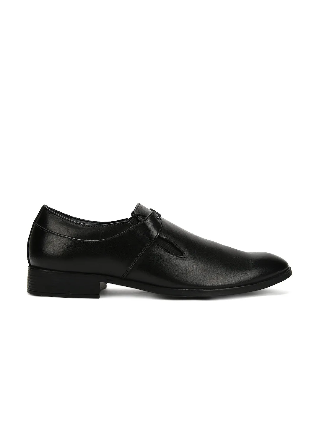 Teakwood Genuine Men Leather Black Slip-ons