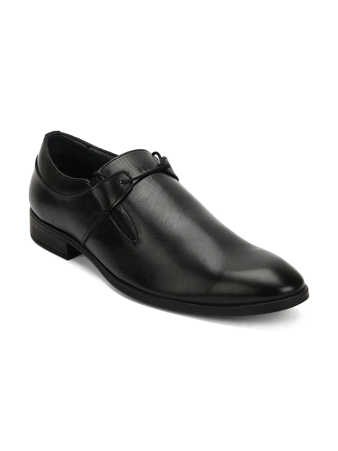 Teakwood Genuine Men Leather Black Slip-ons