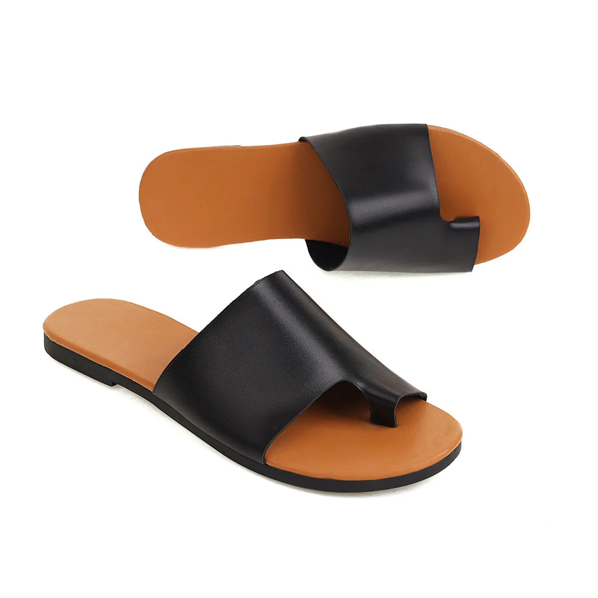 Women's flat ring toe slides Summer casual outdoors slippers