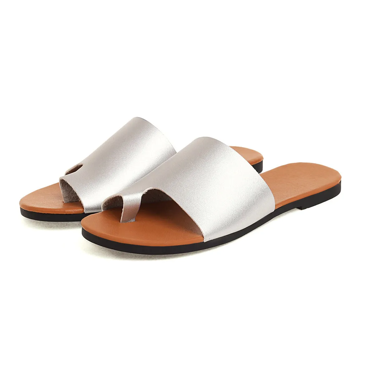 Women's flat ring toe slides Summer casual outdoors slippers