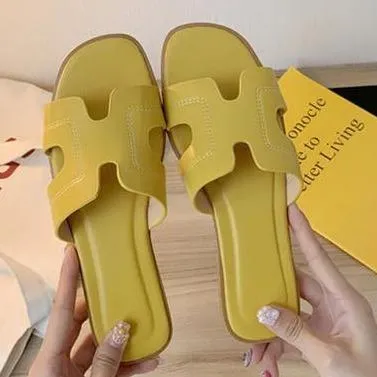 Women's flat slide sandals summer beach slides H shaped flat slides