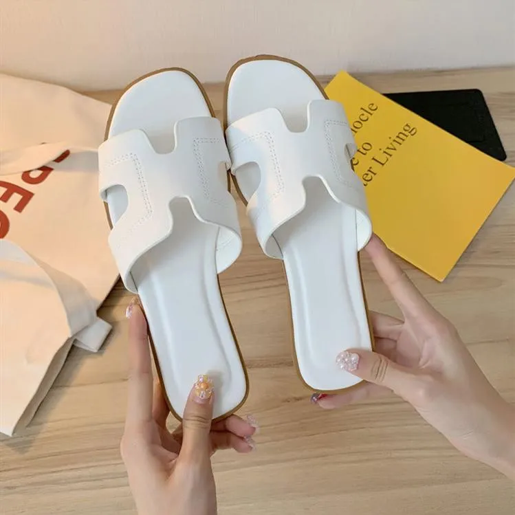 Women's flat slide sandals summer beach slides H shaped flat slides