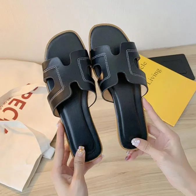 Women's flat slide sandals summer beach slides H shaped flat slides