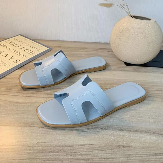 Women's flat slide sandals summer beach slides H shaped flat slides
