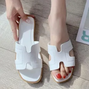 Women's flat slide sandals summer beach slides H shaped flat slides