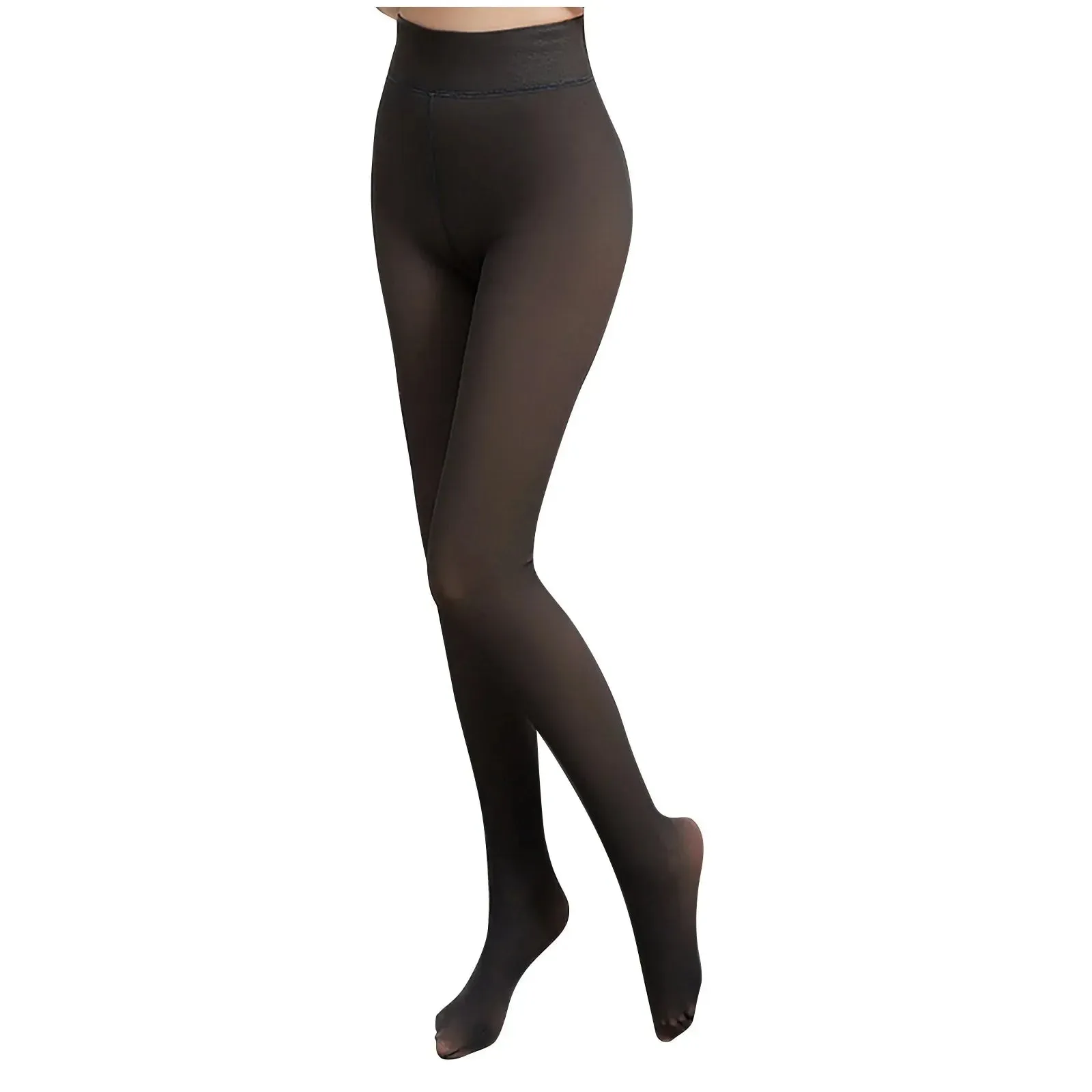 Women's Thermal Fleece Leggings High Waist Pantyhose for Winter Fake Translucent Pantyhose