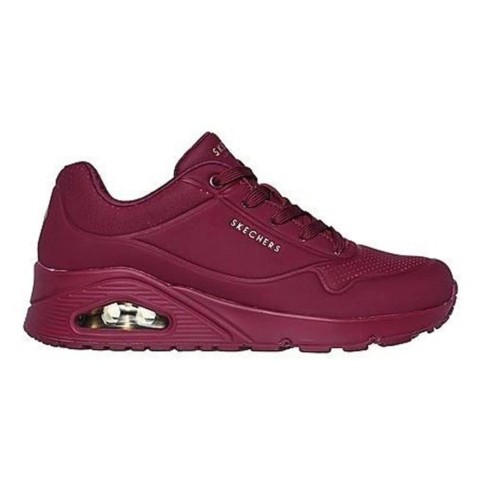 Women's Wide Fit Skechers 73690 Uno Stand On Air Sports Trainers - Plum