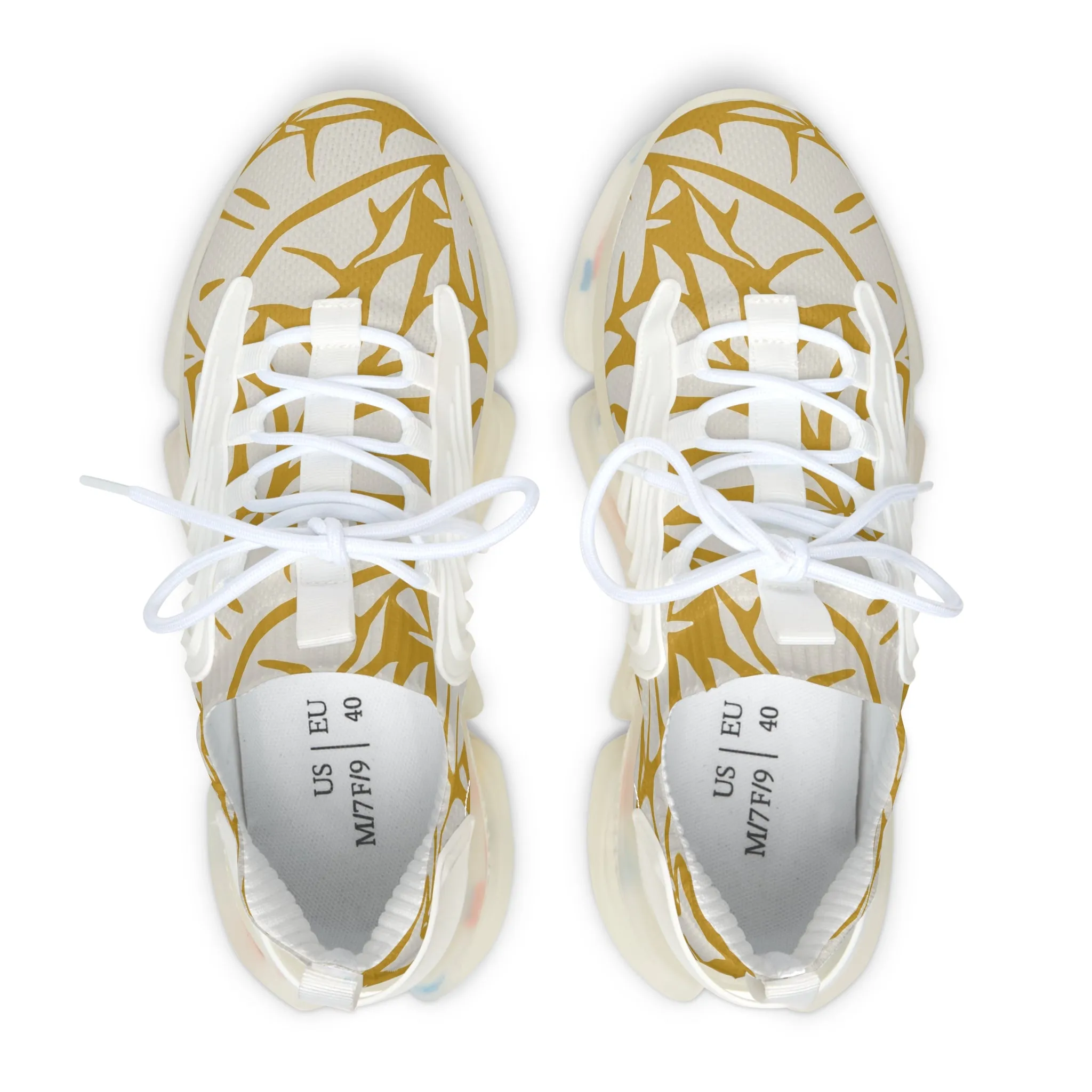 Yellow Leaf Pattern Women's Mesh Sneakers