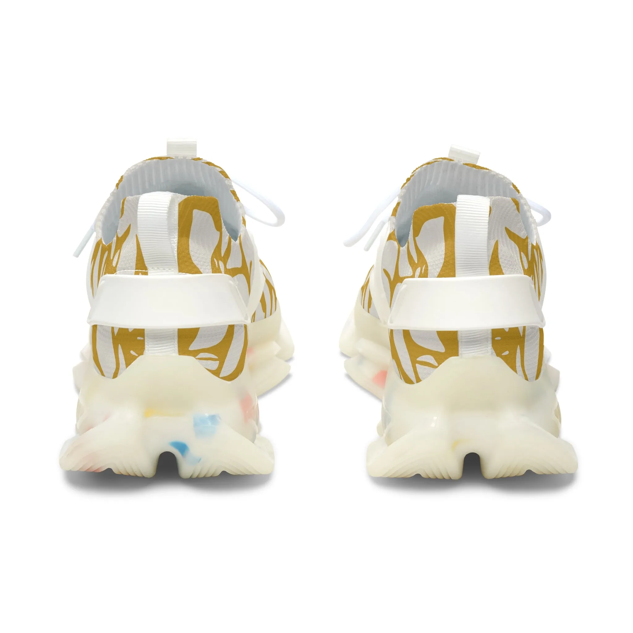 Yellow Leaf Pattern Women's Mesh Sneakers