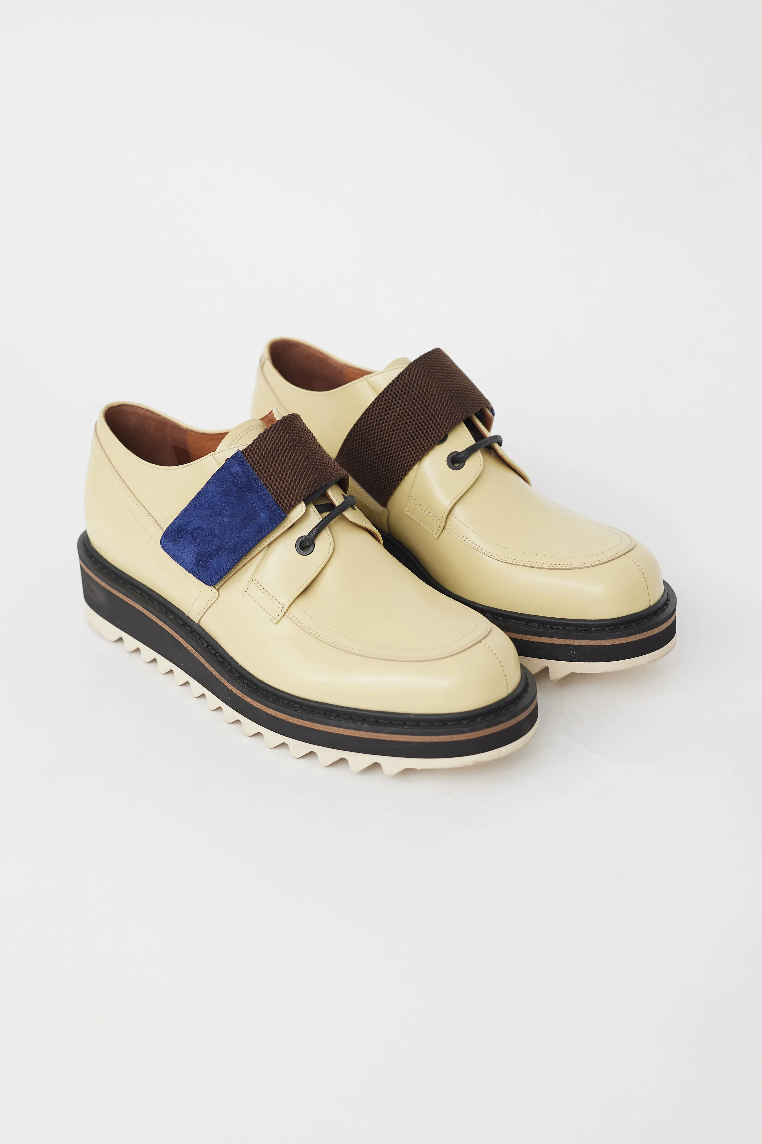 Yellow Leather & Brown Strap Oxford