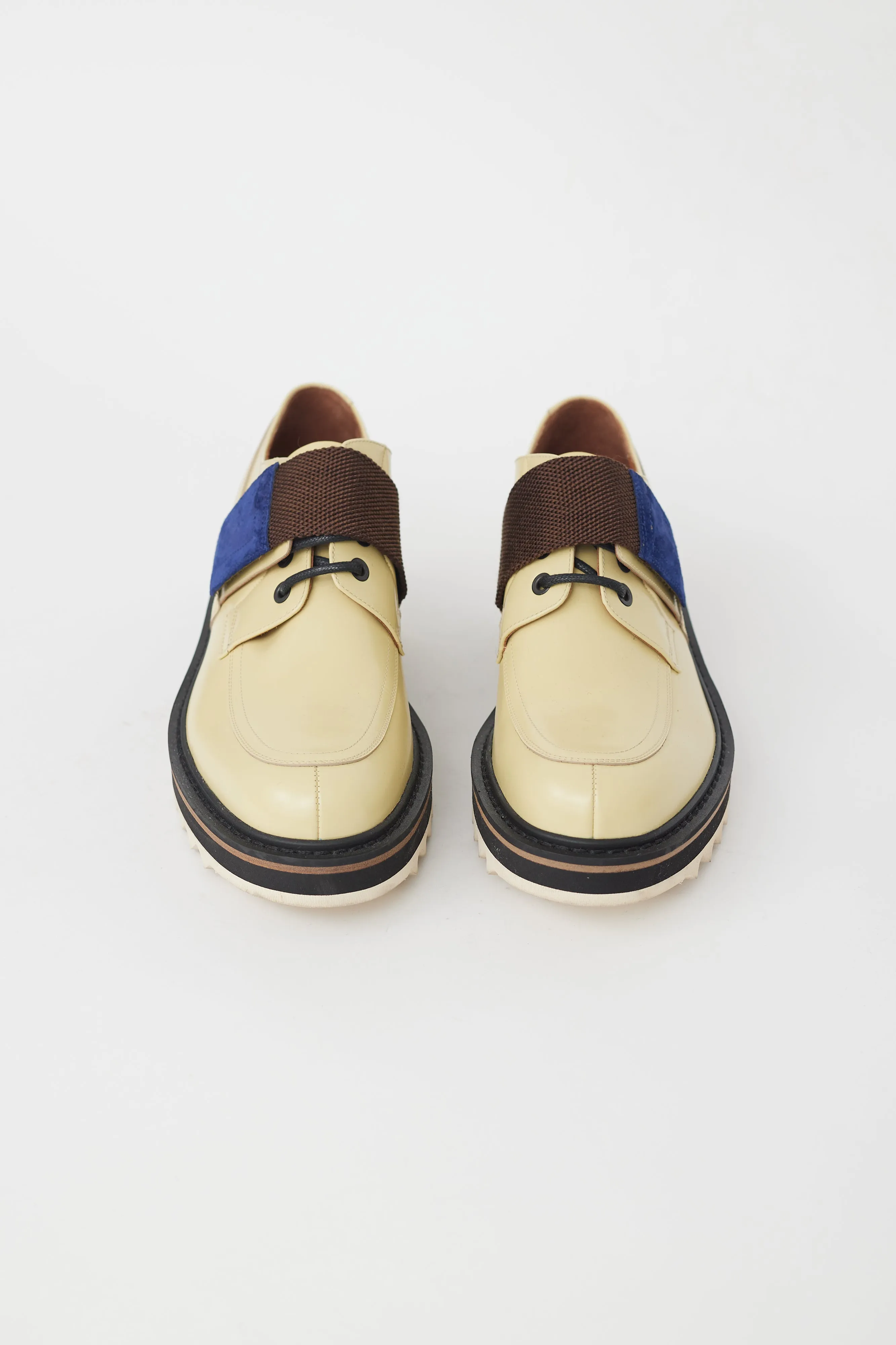 Yellow Leather & Brown Strap Oxford