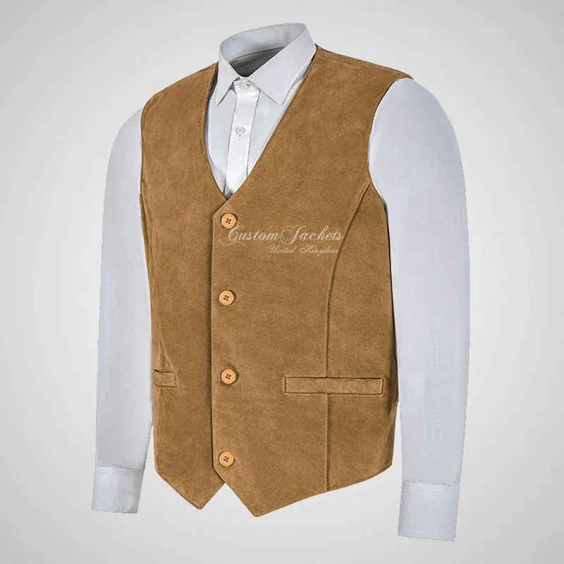 YORK Men's Suede Waistcoat Formal Partywear Vest